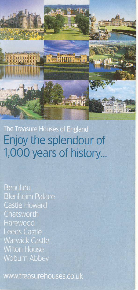 The Treasure House of England fold out tourist leaflet ref102405 A1
