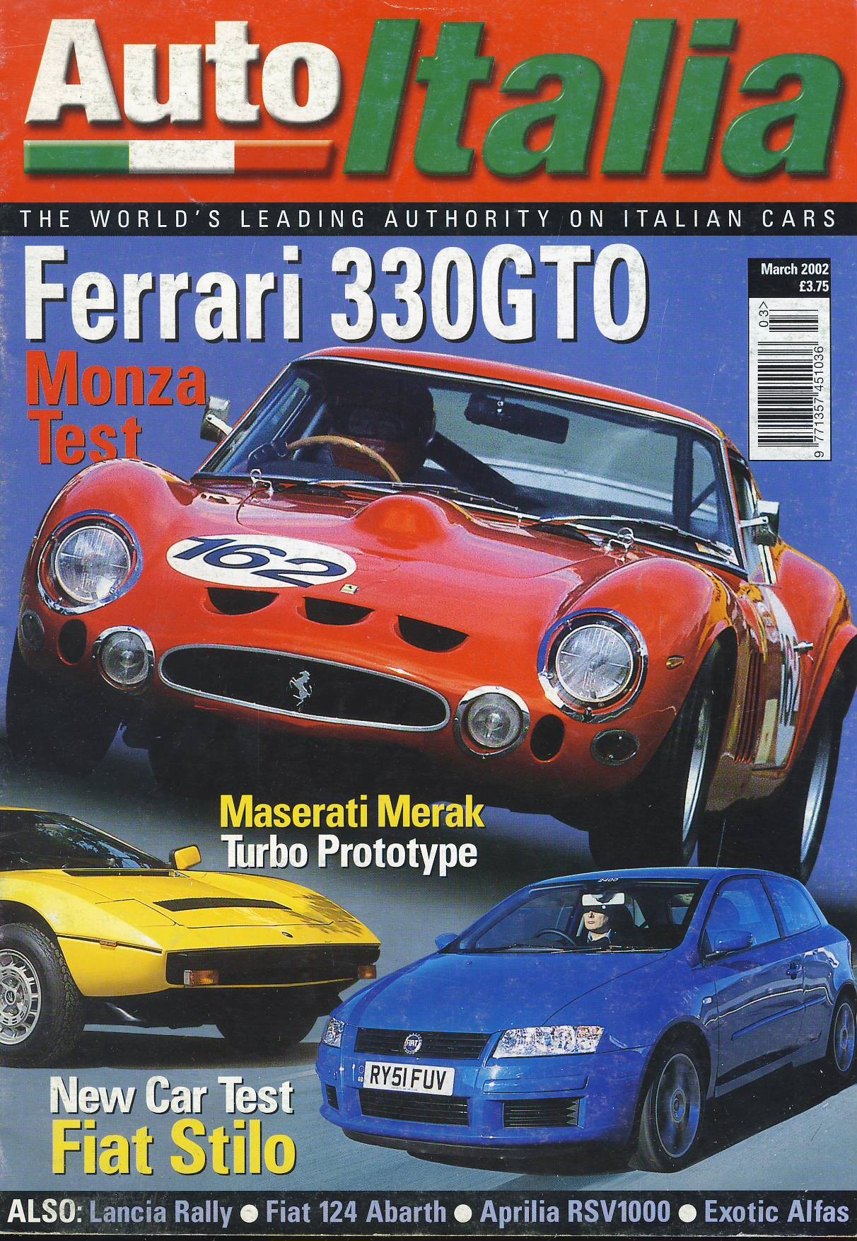 Auto Italia Car Magazine March 2002 Ferrari Monza Test, Fiat Stilo ref564