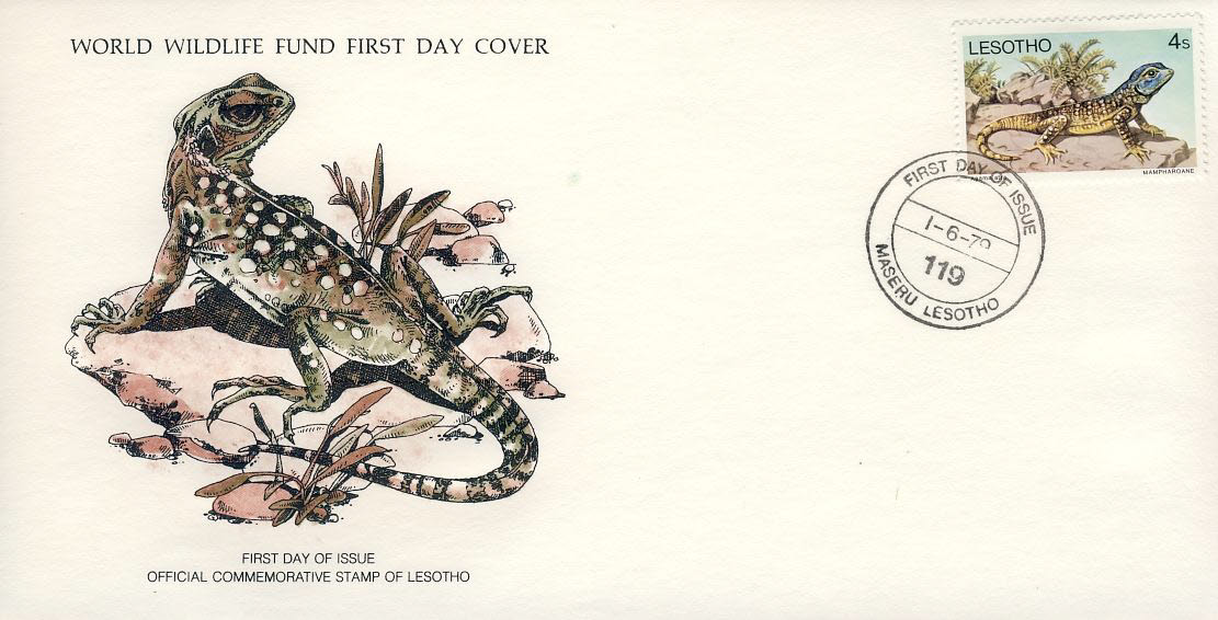 Agama Atra Lizard Africa MASERU LESOTHO 1979 Stamp World Wildlife Fund First Day Cover FDC refWWF71