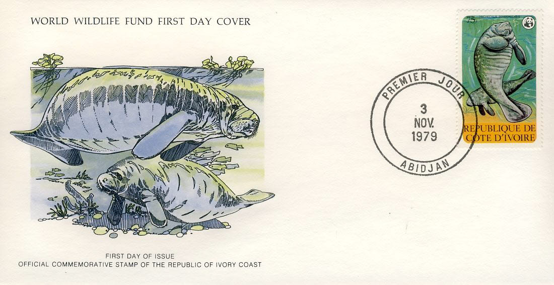 The Manatee IVORY COAST Abidjan 1979 Stamp World Wildlife Fund First Day Cover FDC refWWF10