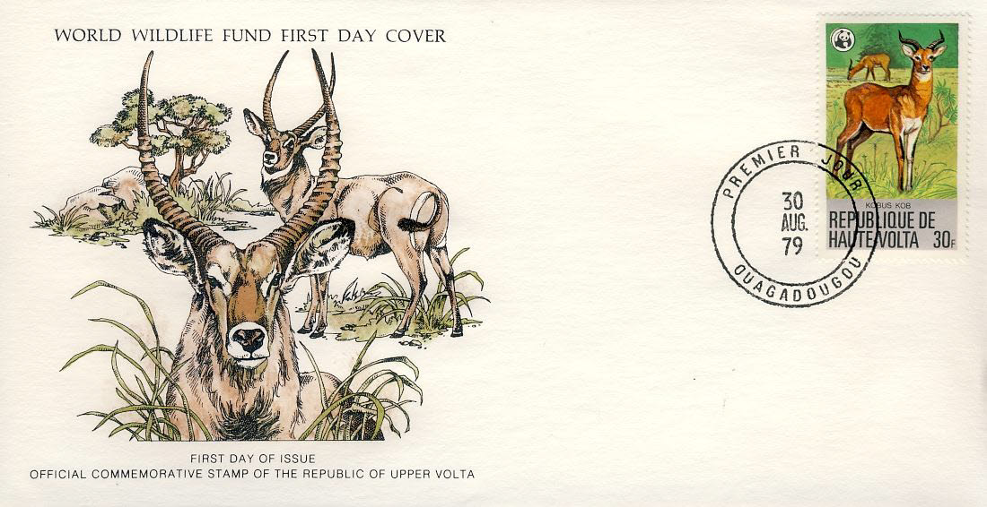 The Waterbuck antelope OUAGADOUGOU VOLTA 1979 Stamp World Wildlife Fund First Day Cover FDC refWWF17
