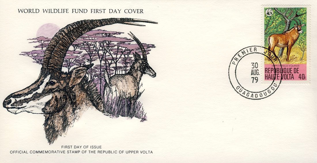 The Roan Antelope OUAGADOUGOU VOLTA 1979 Stamp World Wildlife Fund First Day Cover FDC refWWF18