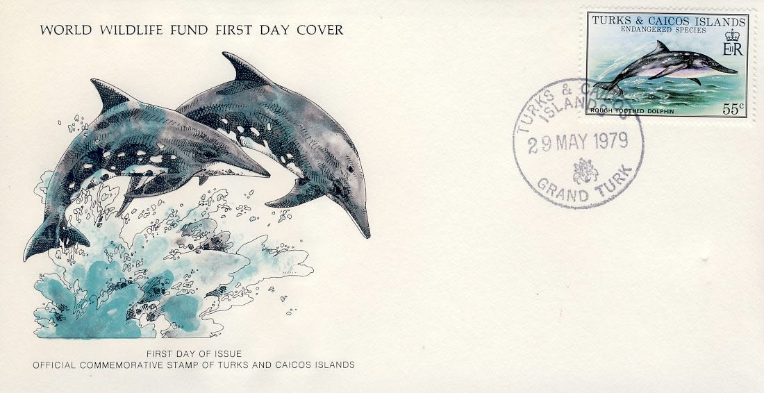 Rough Toothed Dolphin TURKS & CAICOS ISLANDS 1979 Stamp World Wildlife Fund First Day Cover FDC refWWF25
