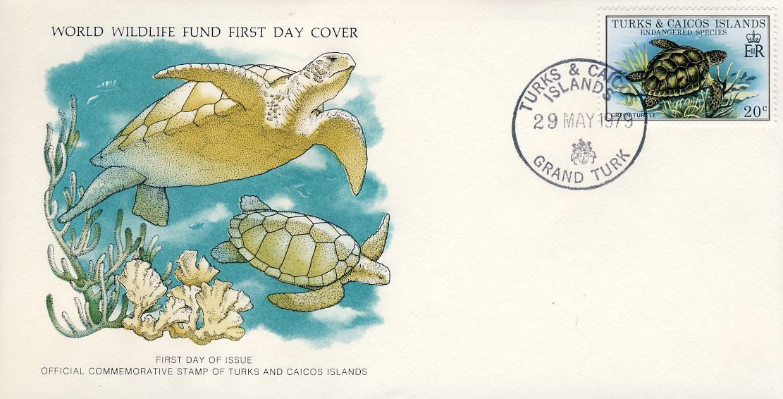 Green Turtle TURKS & CAICOS ISLANDS 1979 Stamp World Wildlife Fund First Day Cover FDC refWWF30