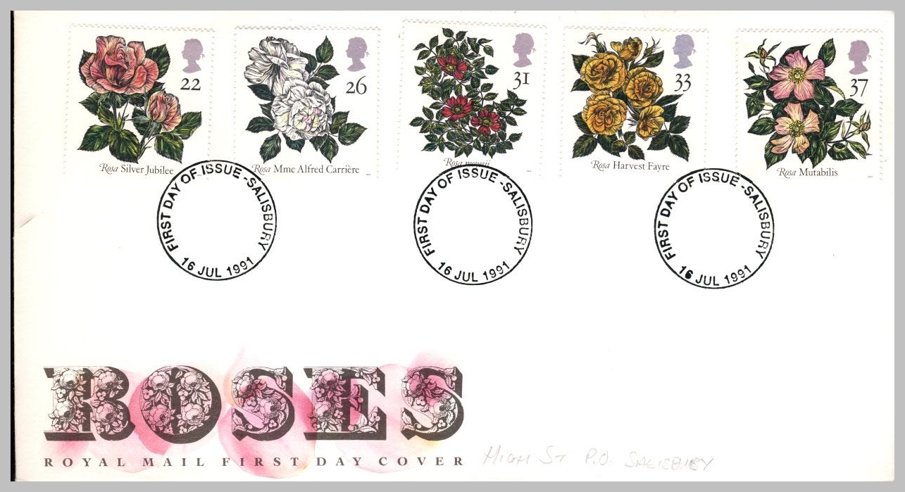 1991-07-16 Roses World Congress Stamps FDC Salisbury postmark fdi refE231
