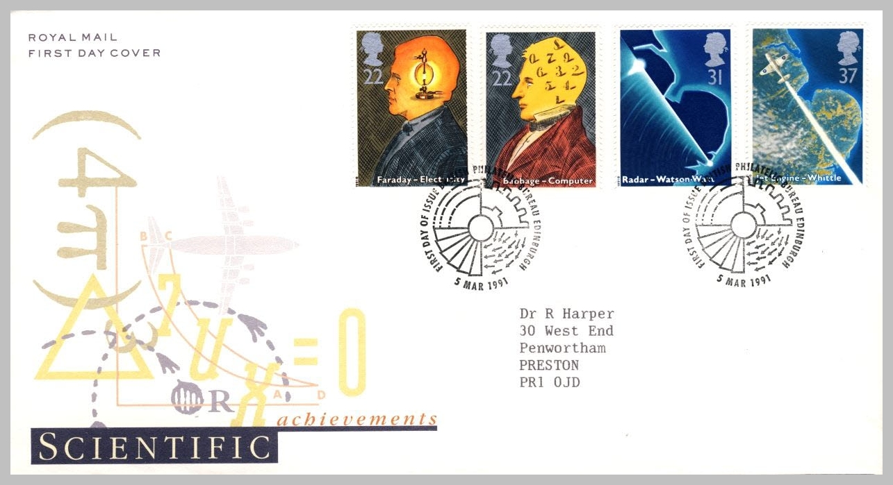 1991-03-05 Scientific Achievements Stamps FDC Edinburgh refE234