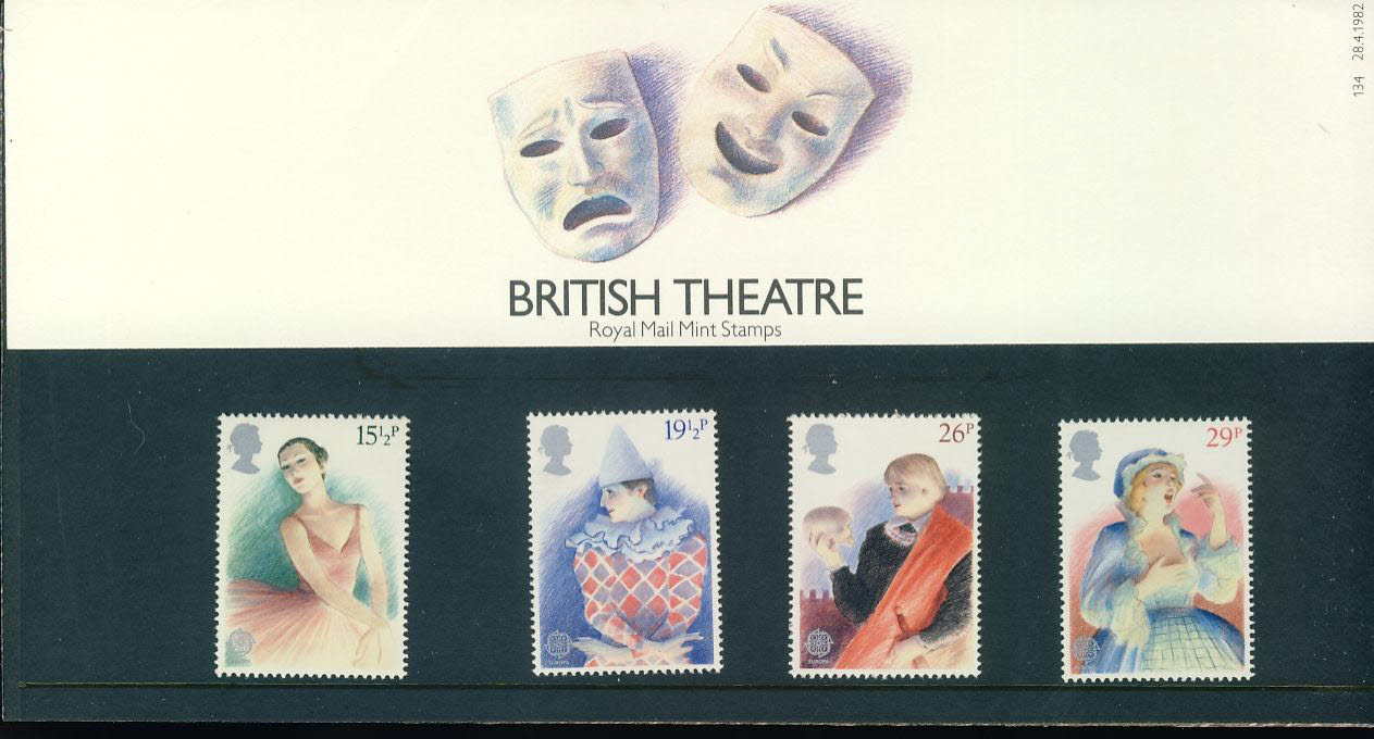 28th April 1982 British Theatre mint stamps presentation pack refd858