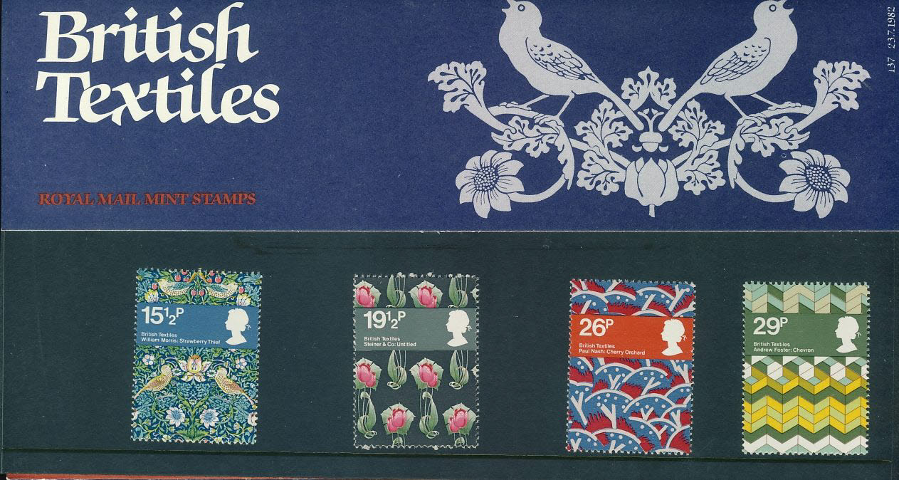 23rd July 1982 British Textiles mint stamps presentation pack refd3209