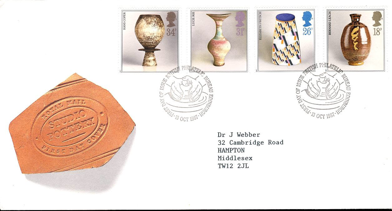 1987-10-13 Studio Pottery Stamps FDC Bureau refE141