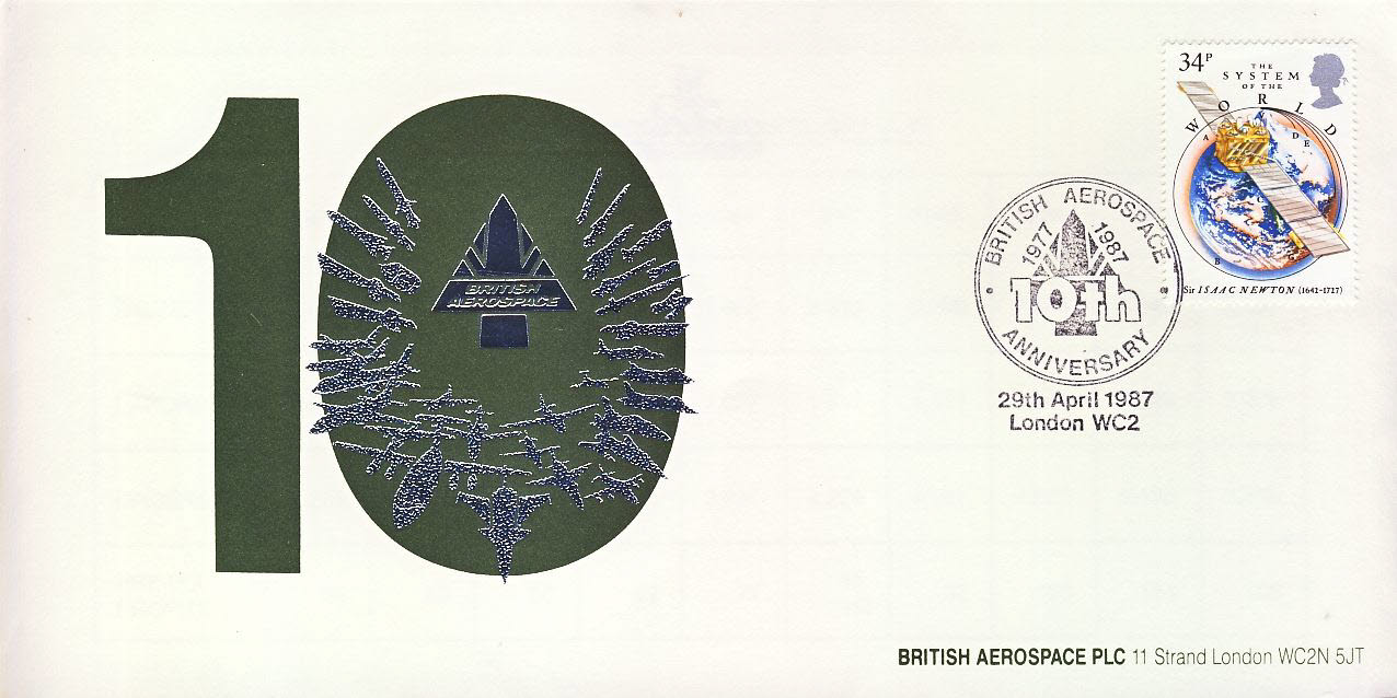 British Aerospace 10th Anniversary stamps cover 1977-1987 LONDON refD184