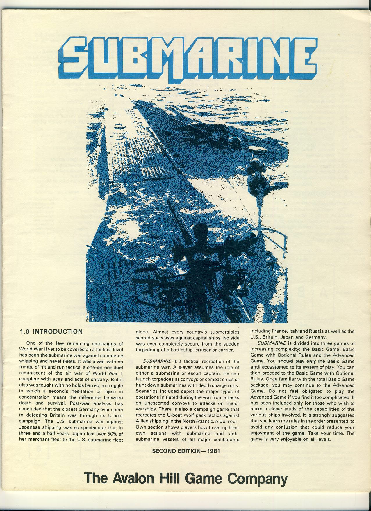 SUBMARINE 2nd ed 1981 game rules 32 pages ref100081