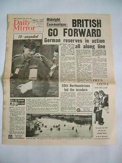 June 9th 1944 Daily Mirror Reprint NEWSPAPER (1984)