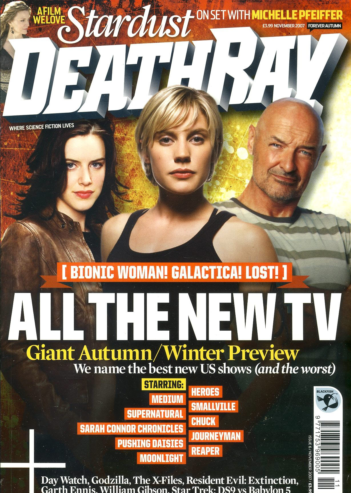 DEATHRAY Sci-Fi mag Nov 2007 Bionic Woman, Galactica, LOST ref100468