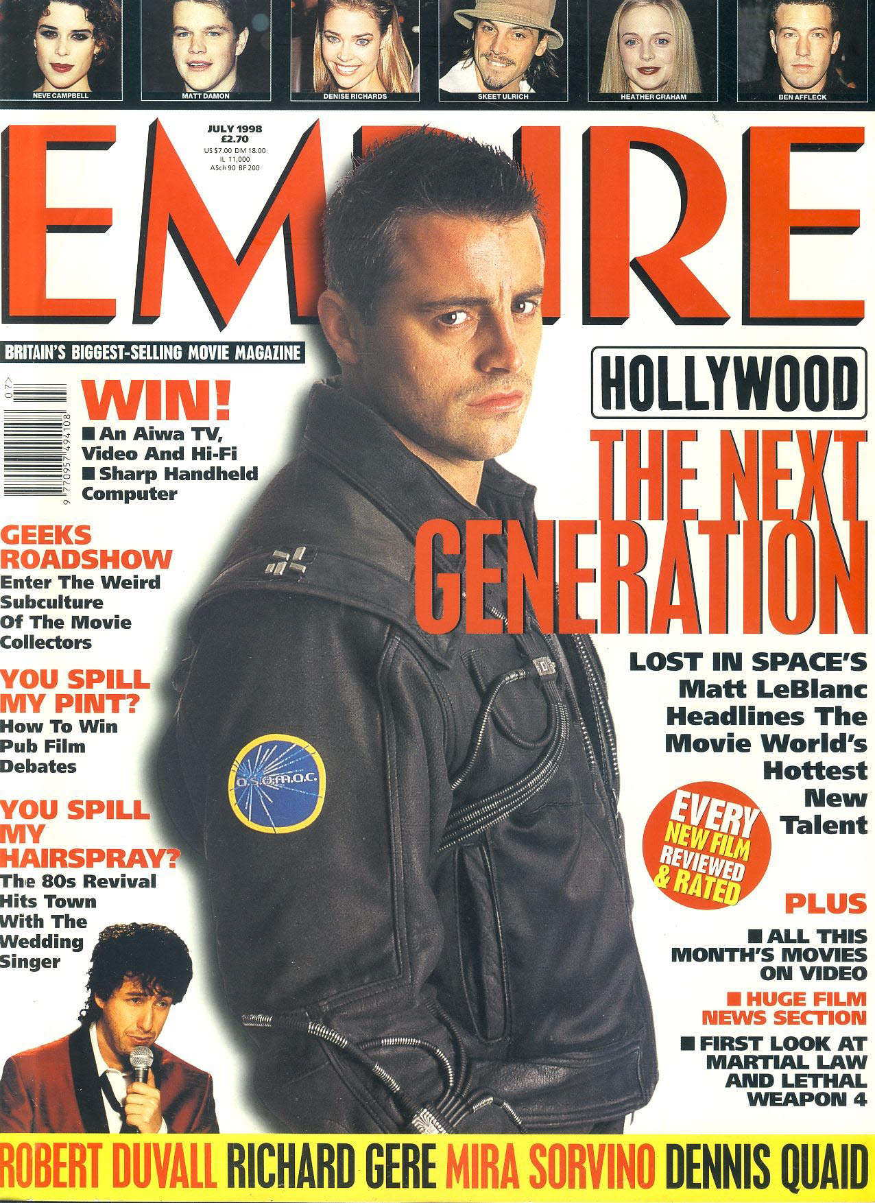 EMPIRE magazine JULY 1998 Matt LeBlanc, Dennis Quaid ref100209