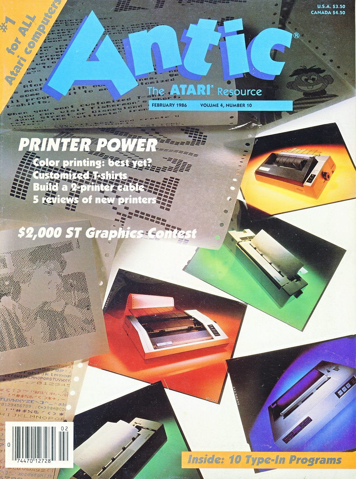 Antic ATARI magazine FEB 1986 ST Graphics, Printers - Has winter catalog inside ref100852