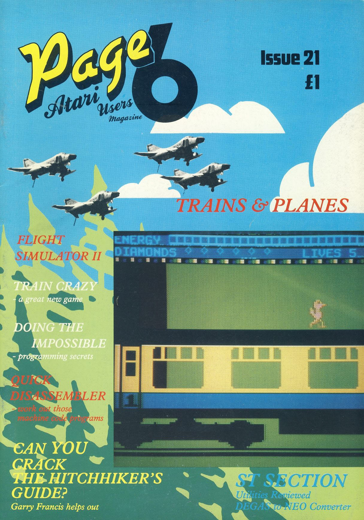 ATARI Page 6 #21 1986 computer magazine TRAINS & PLANES ref101142 - Image 2