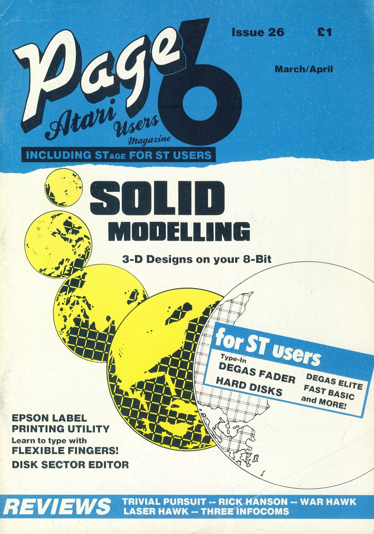 ATARI Page 6 #26 1987 computer magazine SOLID MODELLING 3D designs ref101147 - Image 2