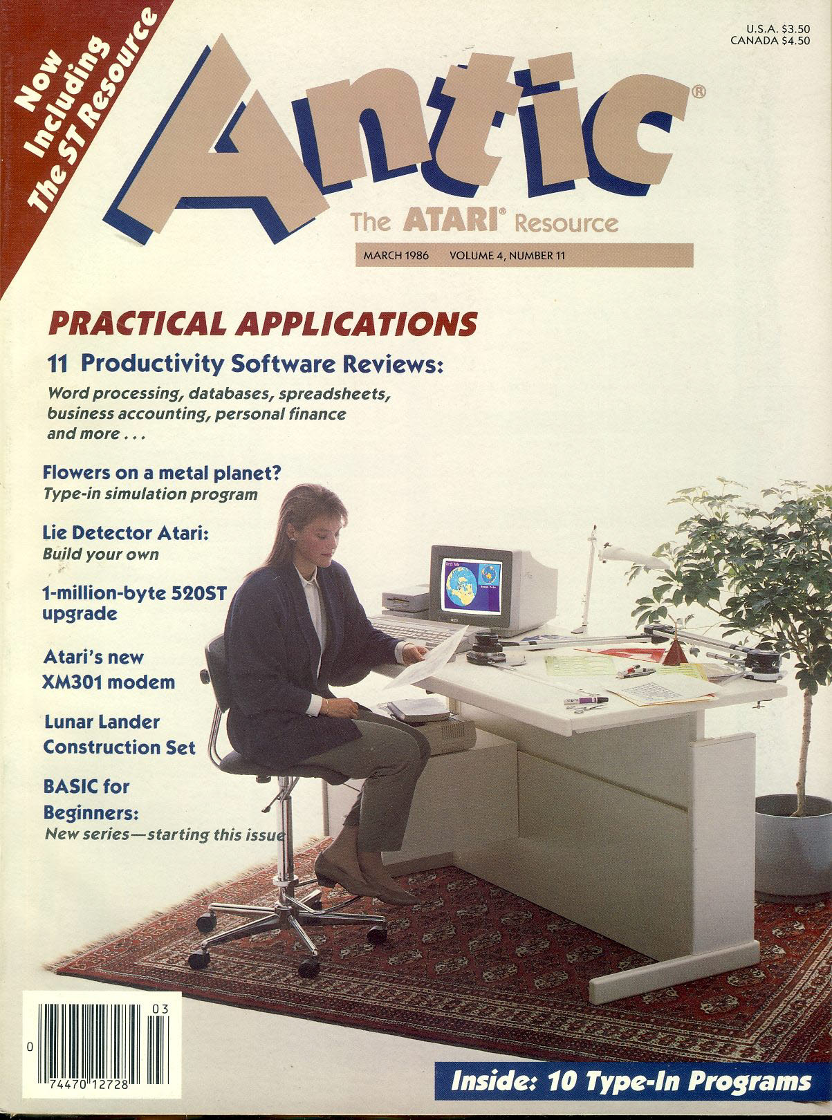 Antic ATARI magazine MARCH 1986 Vol.4 #11 PRACTICAL APPLICATIONS with Winter catalog inside ref101164