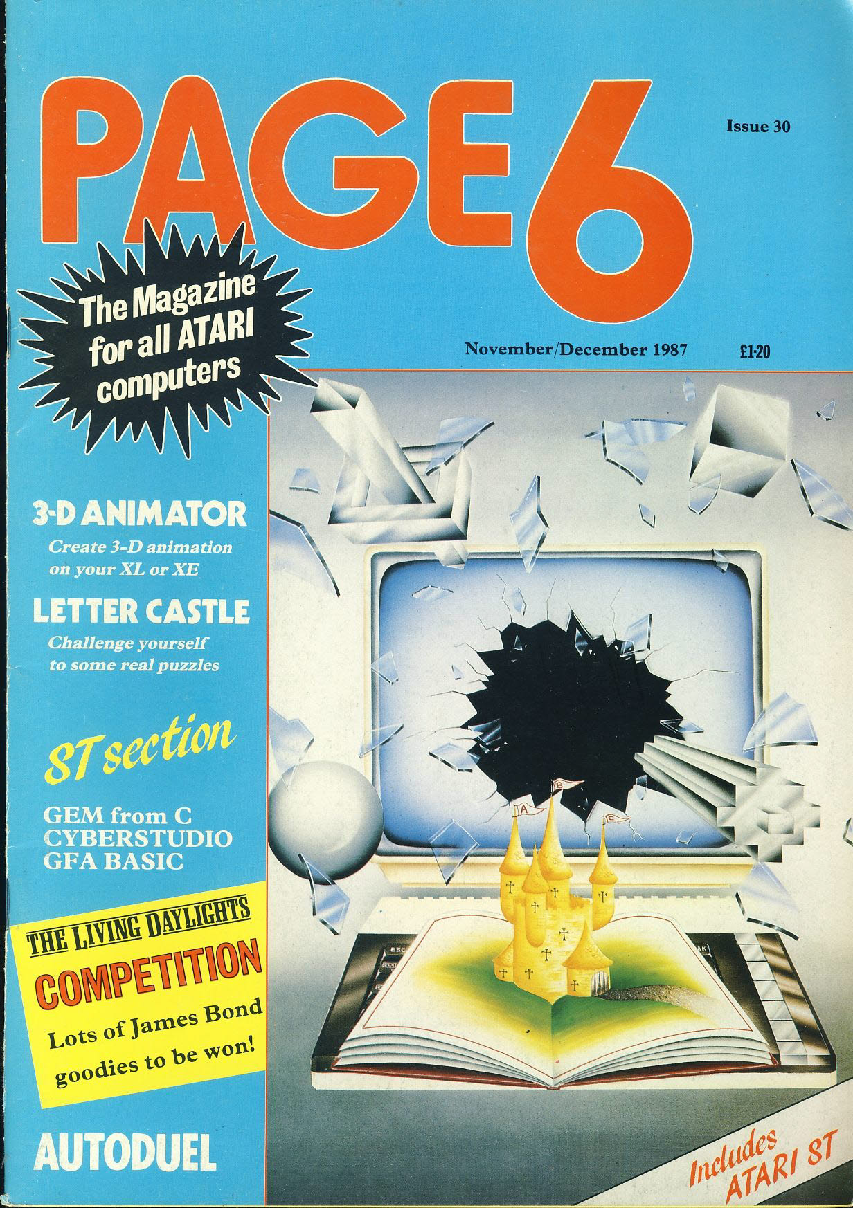 PAGE 6 1987 ATARI computer magazine AUTODUEL ST GEM from C Cyberstudio ref100405 - Image 2