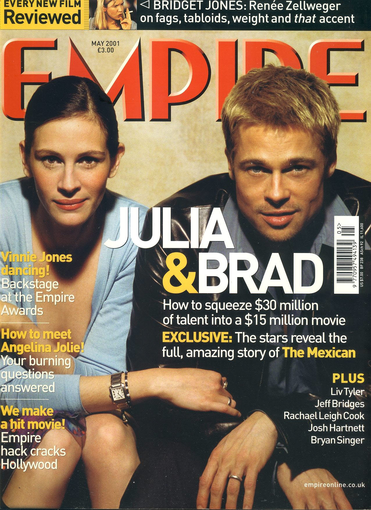 EMPIRE magazine May 2001 Julia Roberts & Brad Pitt ref10054