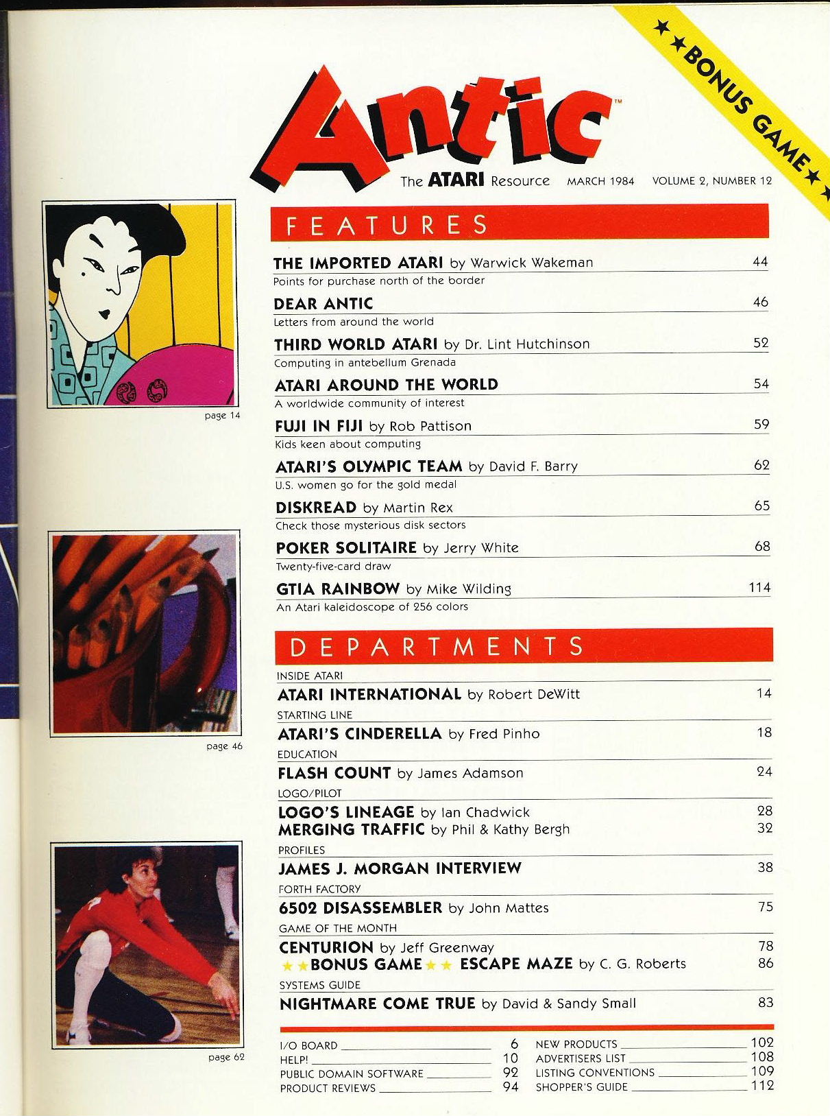 Antic ATARI Resource magazine 1984 Olympic Team, James J Morgan Interview ref100441