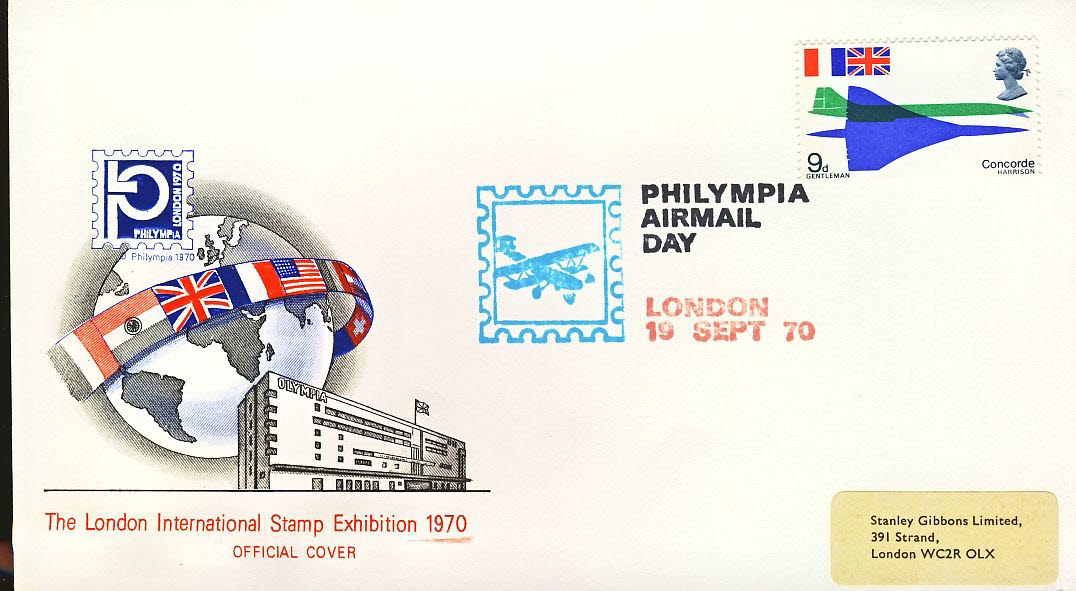 AIRMAIL DAY Philympia 1970 LONDON STAMP EXHIBITION Official Cover Ltd Issue refcd403