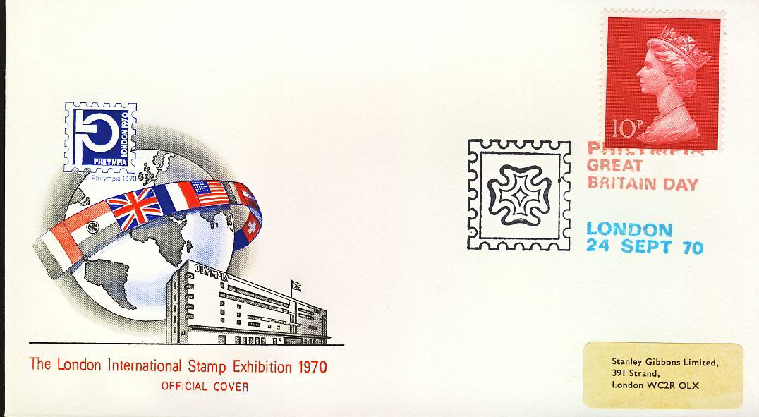 GREAT BRITAIN DAY Philympia 1970 LONDON STAMP EXHIBITION Official Cover Ltd Issue refcd404