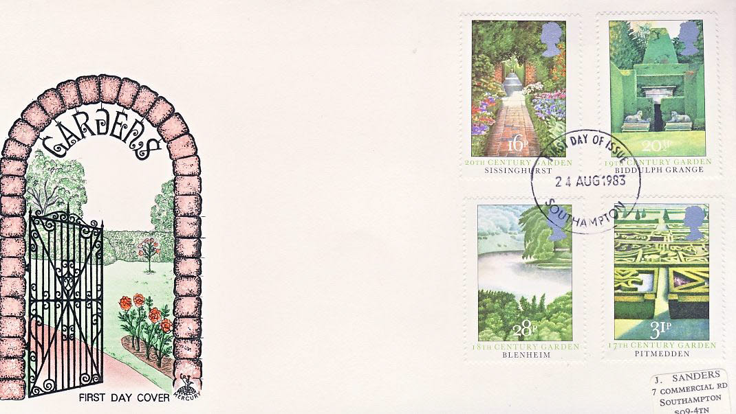 1983-08-24 British Gardens  Stamps FDC Mercury First Day Cover refCD266