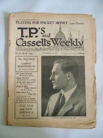 RARE VINTAGE PAPER O Connor TPs and CASSELLS WEEKLY Sept 20th 1924 Sewell Stokes