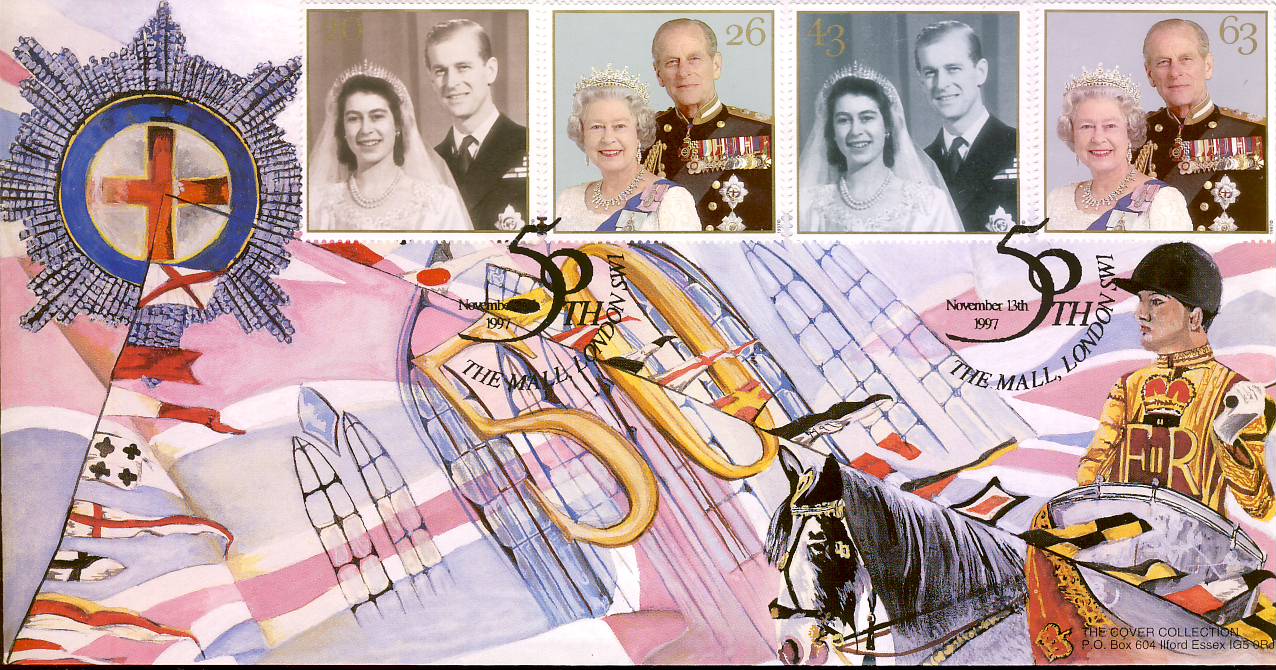 1997 Ltd Ed Royal Golden 50th Wedding Anniversary Official FDC by Cover Collection THE MALL refalbB10