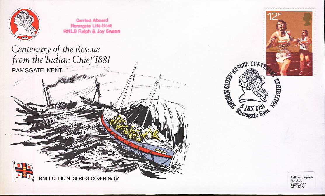 1981 RNLI Official Series Cover No.67 CARRIED Ralph Joy Swann A411