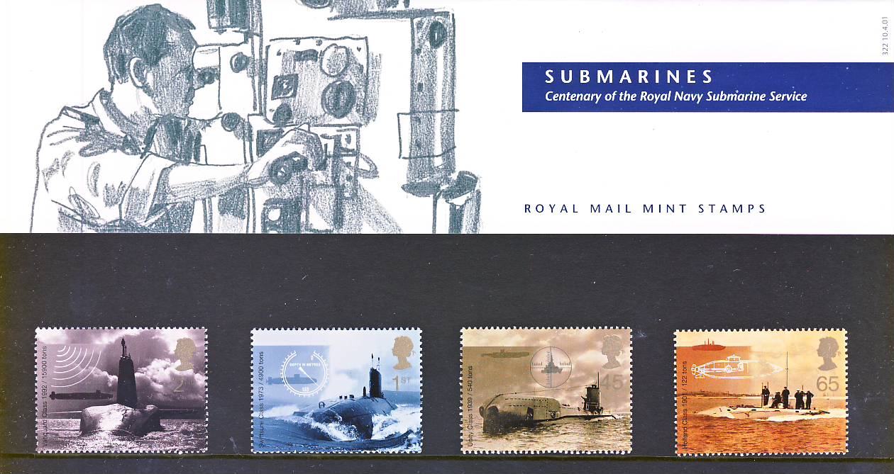 2001 Submarines Presentation Pack Set of Royal Mail Mint Stamps A462