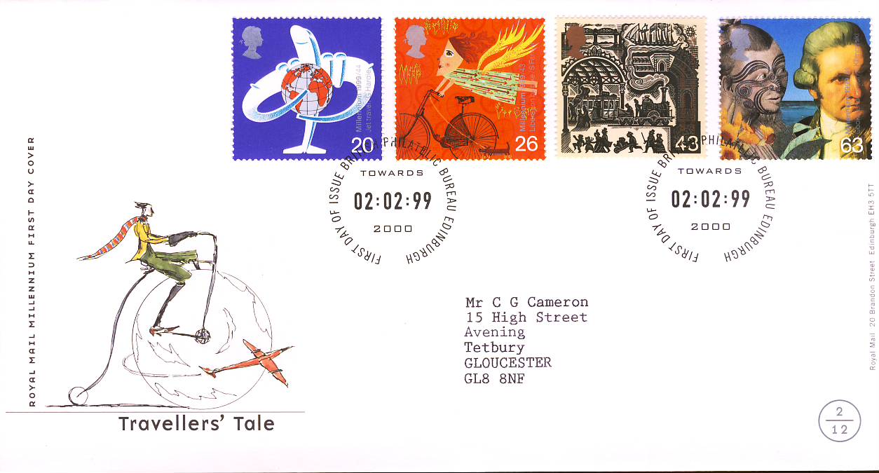 1999-02-02 Travellers Tale Royal Mail Millennium FDC Bureau A541