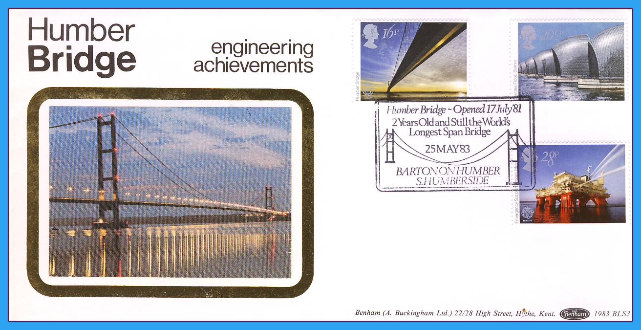 1983 Engineering Achievements Stamps HUMBER BRIDGE FDC BLS3 rcd30