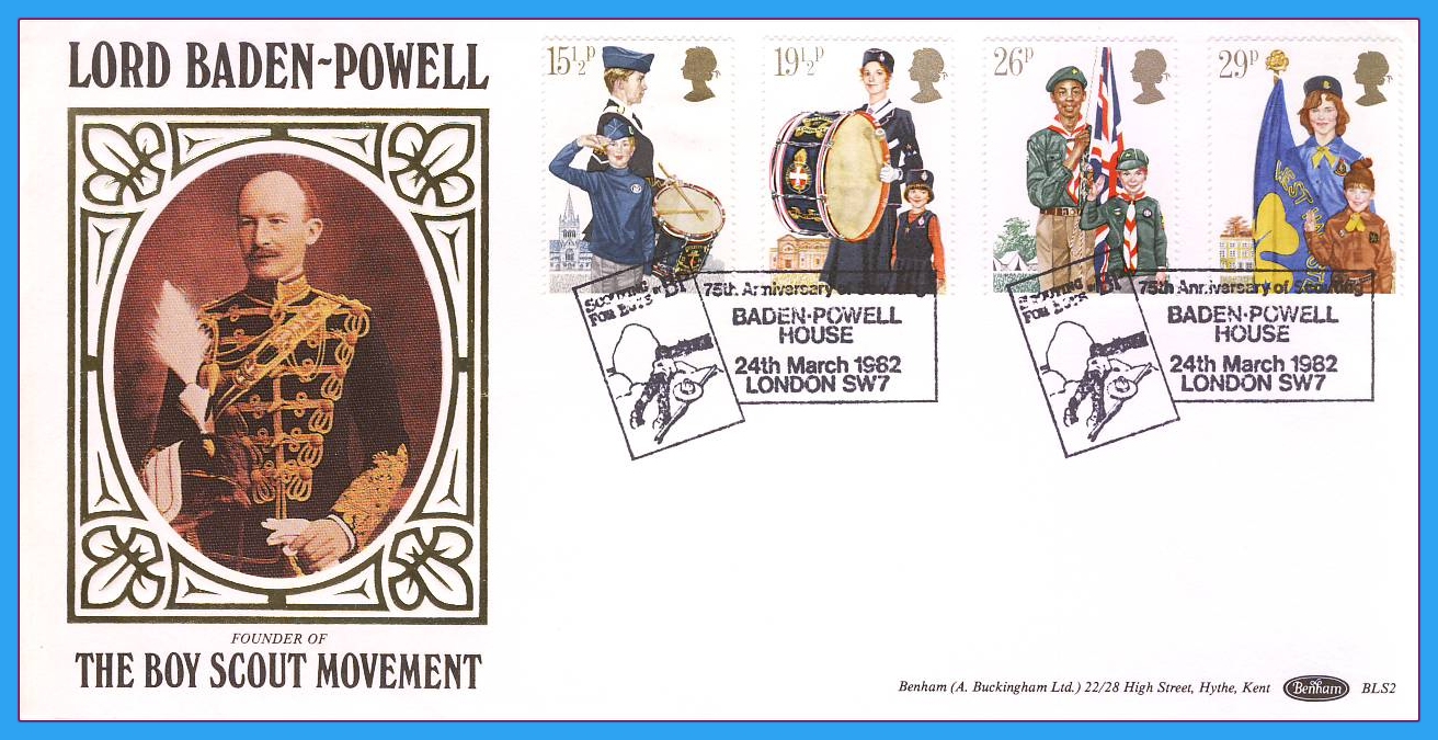 1982 Youth Organizations Stamps Scouts Baden Powell silk FDC BLS2 rcd36