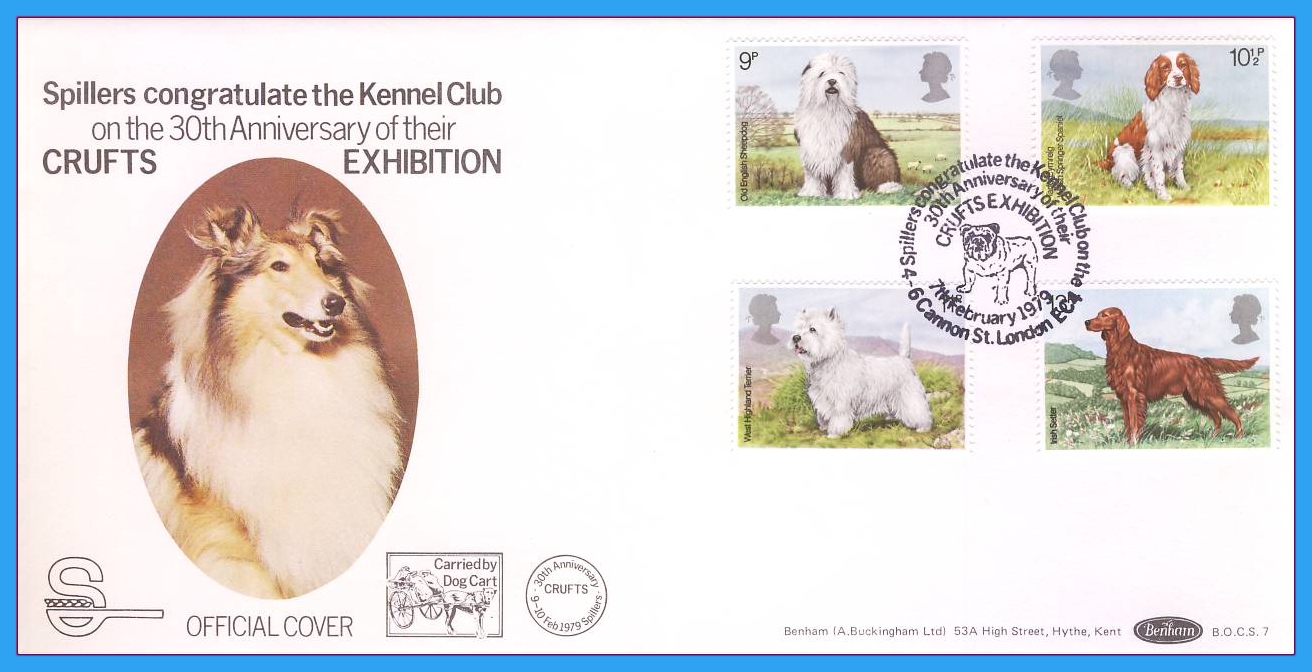 1979 CRUFTS Anniversary Dogs Stamps OFFICIAL COVER Benham FDC rcd119