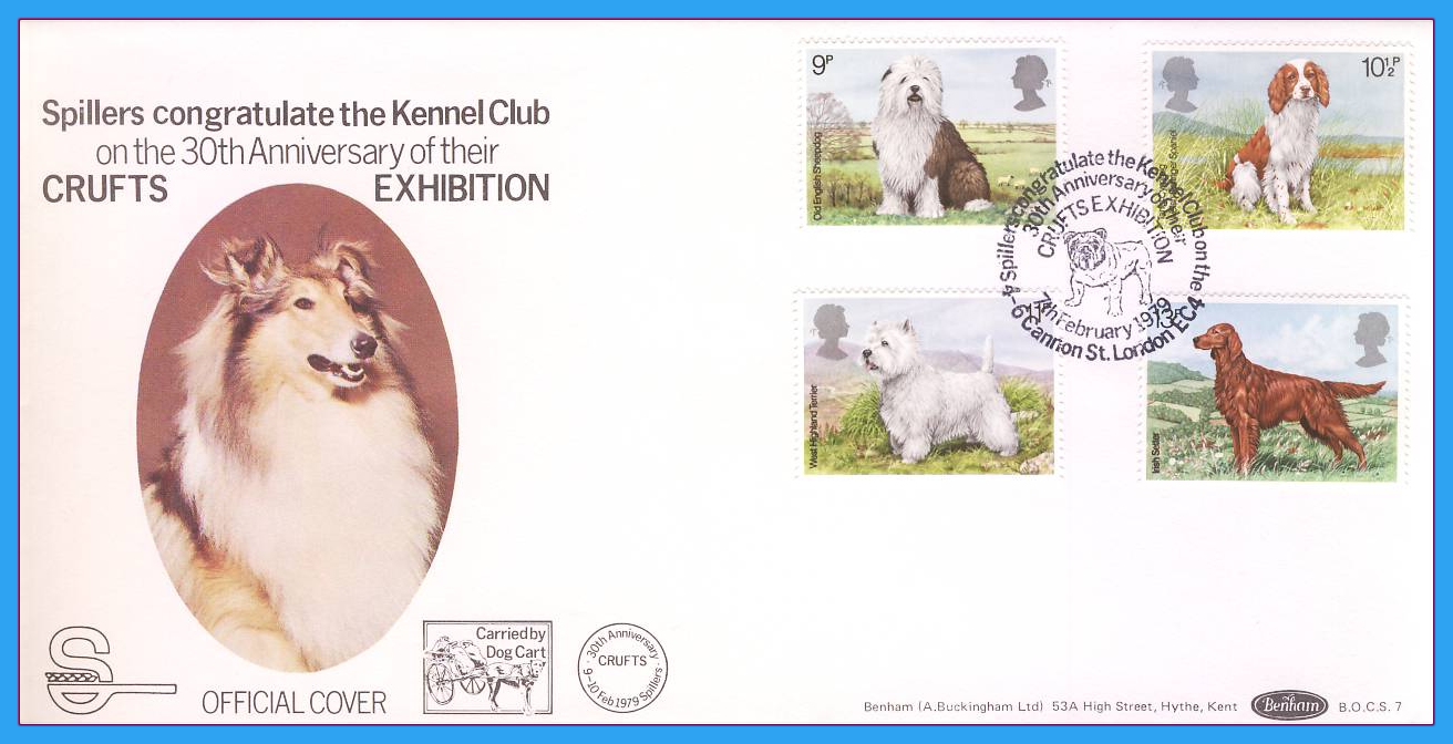 1979 CRUFTS Anniversary Dogs Stamps OFFICIAL COVER Benham FDC rcd120