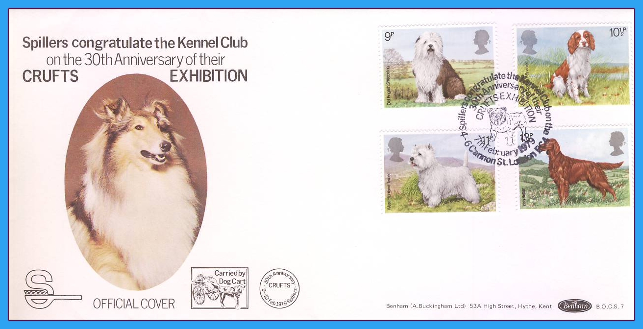 1979 CRUFTS Anniversary Dogs Stamps OFFICIAL COVER Benham FDC rcd121