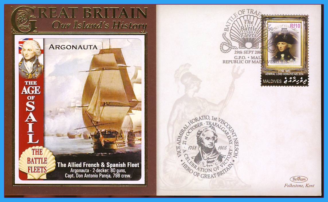 2008 Our Islands History cover ARGONAUTA Battle Fleets NELSON Maldives rc150