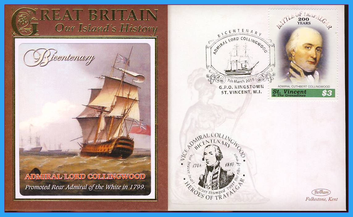 2010 Our Islands History cover Admiral Lord Collingwood St Vincent W.I. Rc182