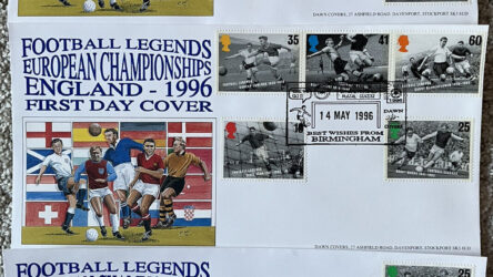 Football Legends England 1996 Birmingham ‘Large’ Dawn First Day Cover Set Of 3