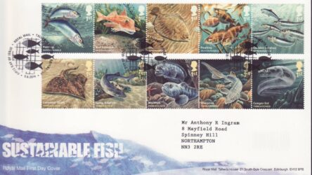 GB Stamps First Day Cover Sustainable Fish, ocean, eel, sardine, skate SHS 2014