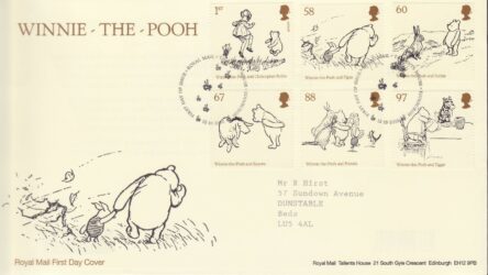 GB Stamps First Day Cover Winnie the Pooh, cartoon, book, bear, honey SHS 2010