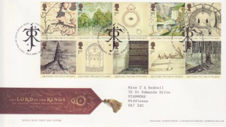 GB Stamps First Day Cover 50th anniv Lord of the Rings, Tolkien, Tree SHS 2004