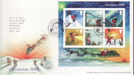 GB Stamps First Day Cover Xmas Christmas Raymond Briggs MS author Santa SHS 2004