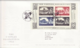 GB Stamps First Day Cover 50th Anniv. Castles def. MS, Regional flowers SHS 2005