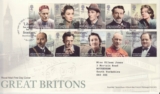 GB Stamps First Day Cover Great Britons, TV,sport, Politics,music SHS Quote 2013
