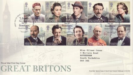 GB Stamps First Day Cover Great Britons, TV,sport, Politics,music SHS Quote 2013
