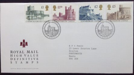 GB 1992 High Value Castle Definitive Set on Addressed First Day Cover, Windsor
