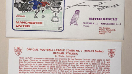 Oldham V Manchester Utd 1974 Dawn First Day Cover Signed By Jimmy Frizzell